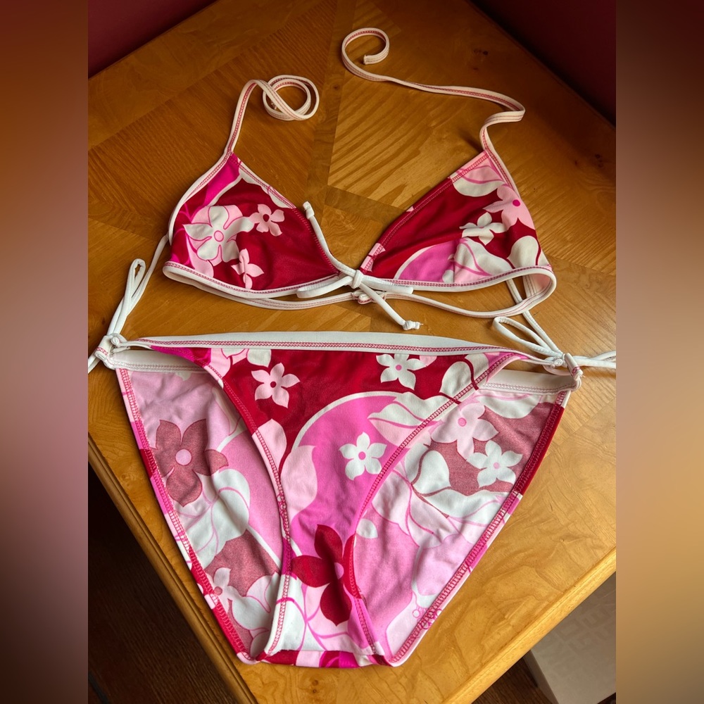 Mystic bay pink and red bikini Sz M